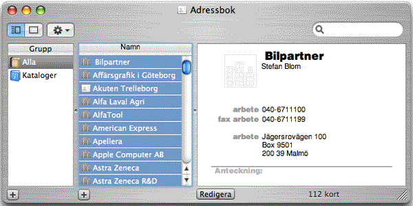 Adressbok export av samtliga kontakter till vCard