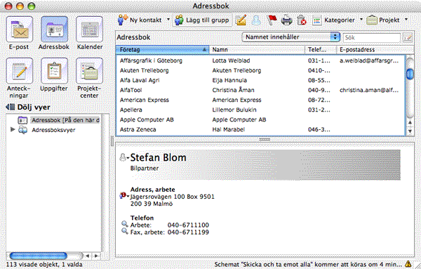 Entourage resultat av import fr&aring;n VCard