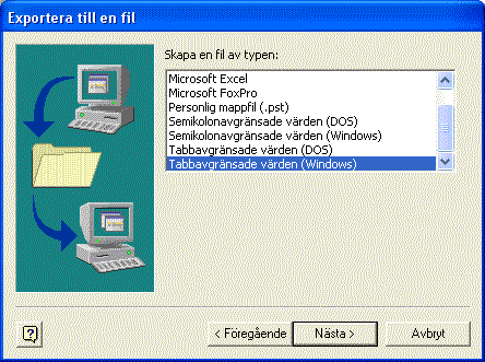 Outlook export kontakter till tabbseparerad textfil