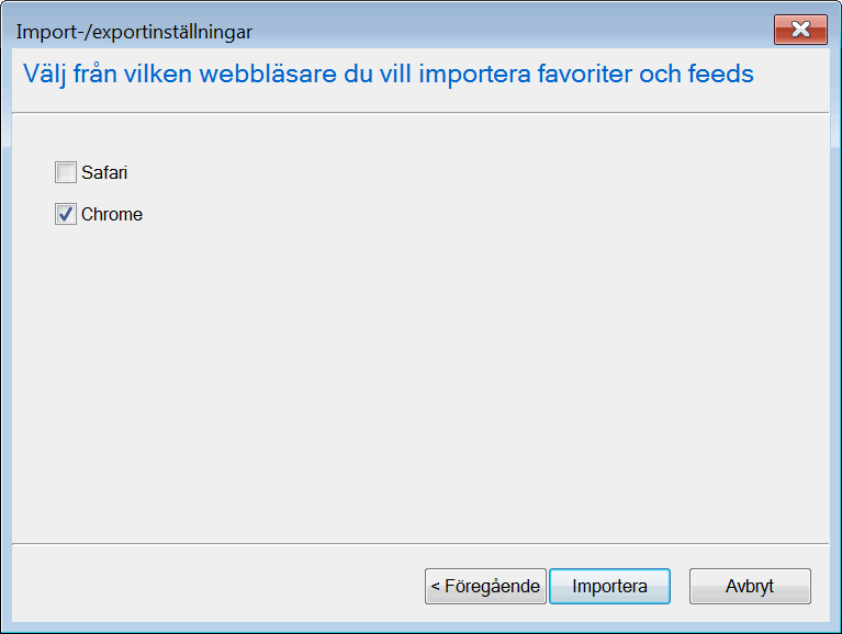 Explorer import Chrome