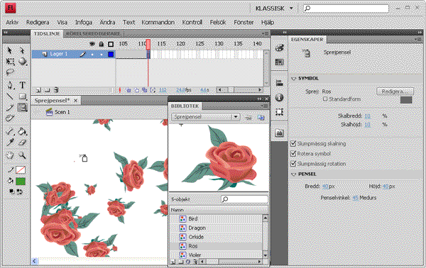 Flash CS4 verktyget Sprejpensel