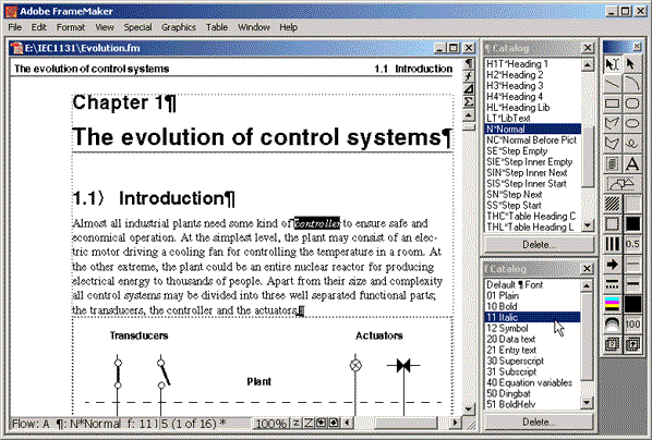 FrameMaker verktygsf&auml;lt