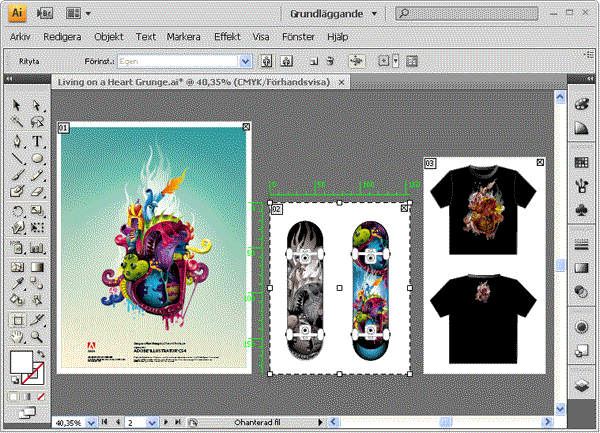 Illustrator CS4 hantera ritytor