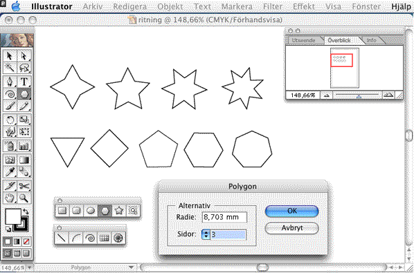 Rita polygon och triangel med Illustrator
