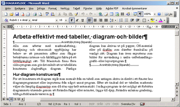 Avsnitt i Word