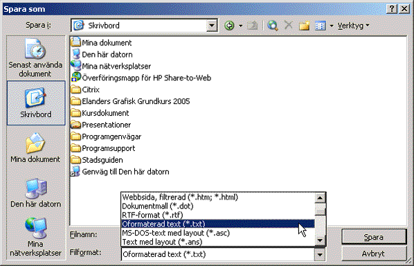 Word skapa textfil f&ouml;r FrameMaker